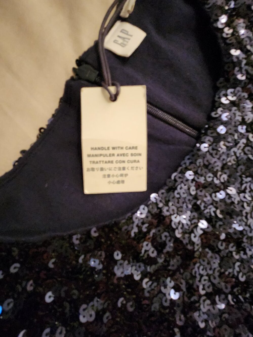 GAP Sequin Blouse Sleeveless Blue Fully Lined XS - Picture 6 of 6